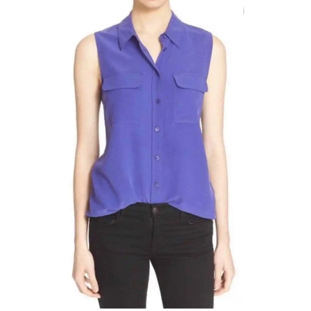 MARCIANO 100% Silk Sleeves Purple Blouse with Open Back Size XS.